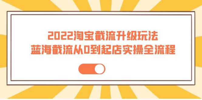 2022淘宝截流升级玩法：蓝海截流从0到起店实操全流程 价值千元-小小小弦