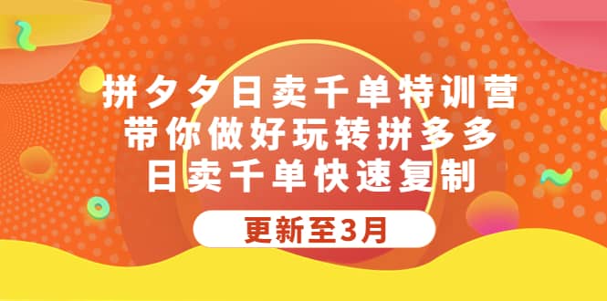 拼夕夕日卖千单特训营，带你做好玩转拼多多，日卖千单快速复制 (更新至3月)-小小小弦