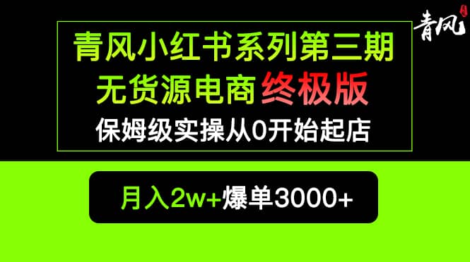 小红书无货源电商爆单终极版【视频教程+实战手册】保姆级实操从0起店爆单-小小小弦