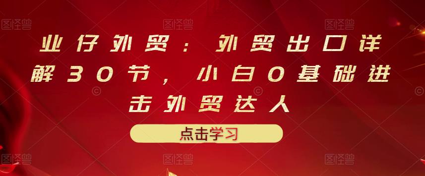 业仔外贸：外贸出口详解30节，小白0基础进击外贸达人 价值666元-小小小弦