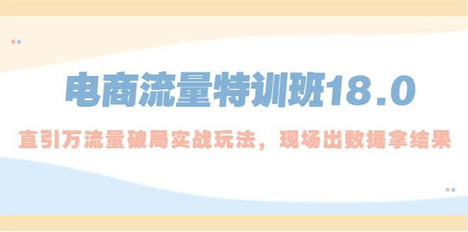 电商流量特训班18.0，直引万流量破局实操玩法，现场出数据拿结果-小小小弦