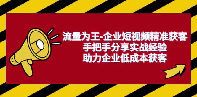 流量为王-企业 短视频精准获客，手把手分享实战经验，助力企业低成本获客-小小小弦