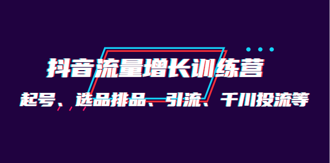 月销1.6亿实操团队·抖音流量增长训练营：起号、选品排品、引流 千川投流等-小小小弦