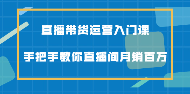 直播带货运营入门课，手把手教你直播间月销百万-小小小弦