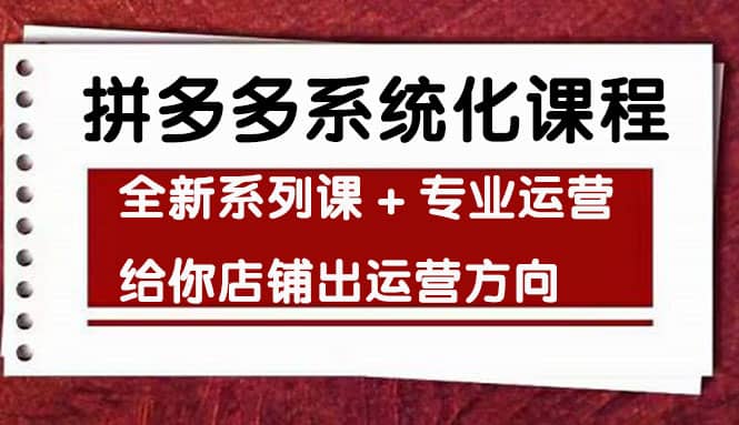 车神陪跑，拼多多系统化课程，全新系列课+专业运营给你店铺出运营方向-小小小弦