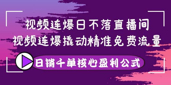 视频连爆日不落直播间，视频连爆撬动精准免费流量，日销千单核心盈利公式-小小小弦