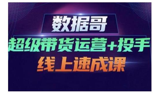 数据哥·超级带货运营+投手线上速成课，快速提升运营和熟悉学会投手技巧-小小小弦