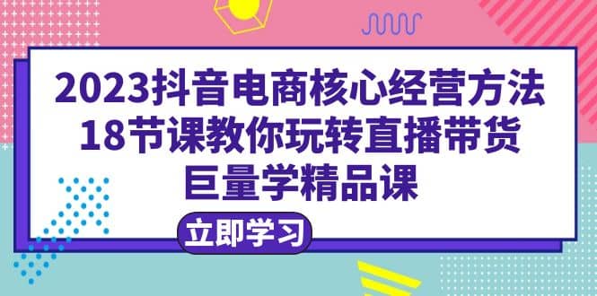 2023抖音电商核心经营方法：18节课教你玩转直播带货，巨量学精品课-小小小弦