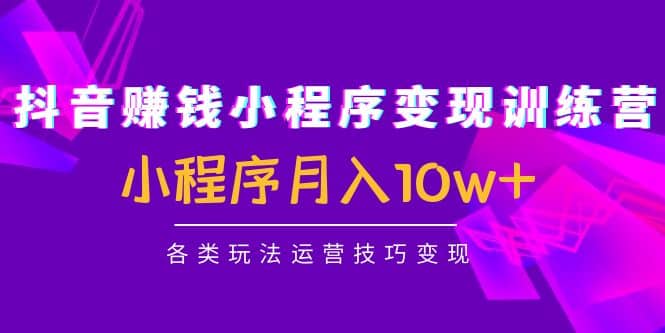 抖音小程序变现训练营：小程序各类玩法运营技巧变现-小小小弦