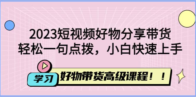 2023短视频好物分享带货，好物带货高级课程，轻松一句点拨，小白快速上手-小小小弦