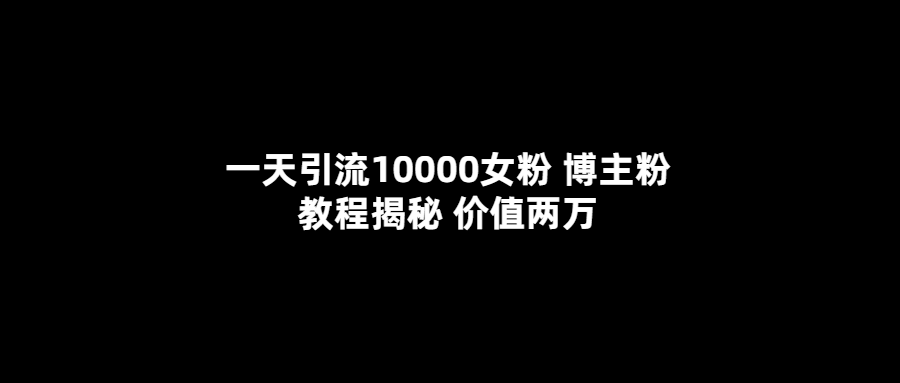 一天引流10000女粉，博主粉教程揭秘（价值两万）-小小小弦