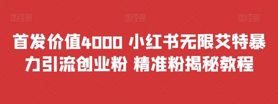 首发价值4000 小红书无限艾特暴力引流创业粉 精准粉揭秘教程-小小小弦