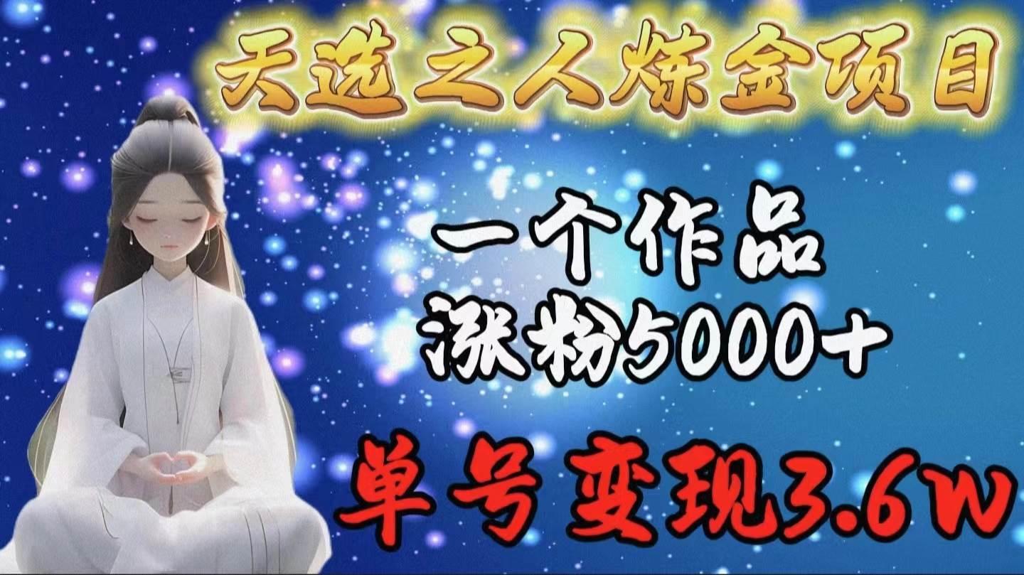 天选之人炼金项目，一个作品涨粉5000+，单号变现3.6w-小小小弦