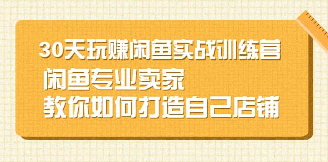 30天玩赚闲鱼实战训练营，闲鱼专业卖家教你如何打造自己店铺-小小小弦