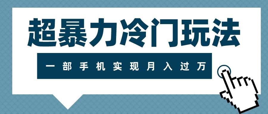 超暴力冷门玩法，可长期操作，一部手机实现月入过万-小小小弦