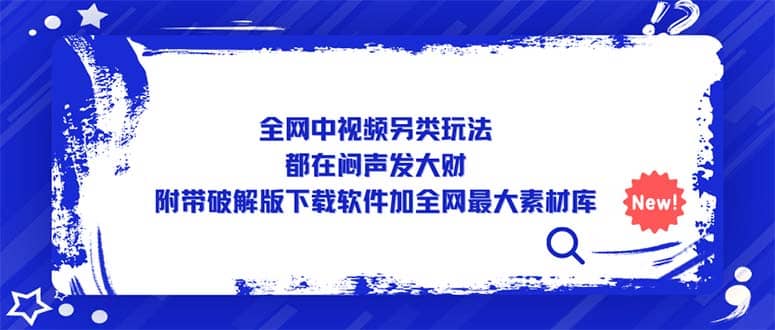 全网中视频另类玩法，都在闷声发大财，附带下载软件加全网最大素材库-小小小弦