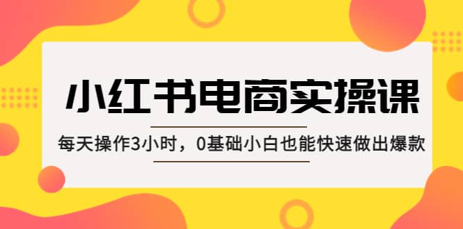 小红书·电商实操课：每天操作3小时，0基础小白也能快速做出爆款-小小小弦