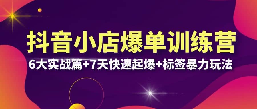 抖音小店爆单训练营VIP线下课：6大实战篇+7天快速起爆+标签暴力玩法(32节)-小小小弦