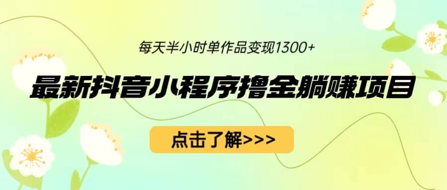 最新抖音小程序撸金躺赚项目，一部手机每天半小时，单个作品变现1300+-小小小弦