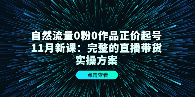 自然流量0粉0作品正价起号11月新课：完整的直播带货实操方案-小小小弦