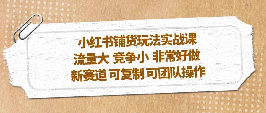 小红书铺货玩法实战课，流量大 竞争小 非常好做 新赛道 可复制 可团队操作-小小小弦