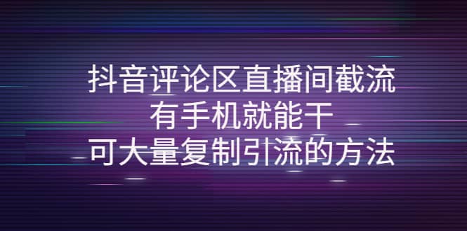 抖音评论区直播间截流，有手机就能干，可大量复制引流的方法-小小小弦