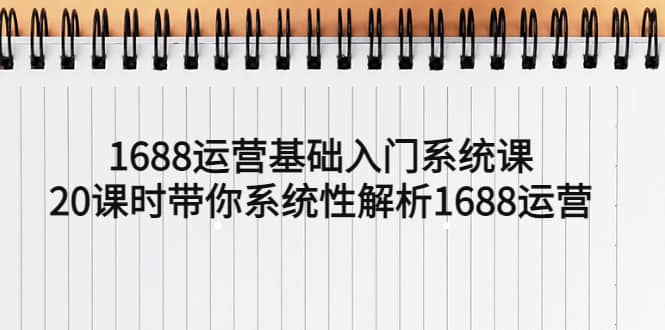 1688运营基础入门系统课，20课时带你系统性解析1688运营-小小小弦