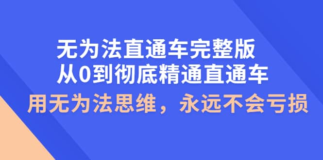 无为法直通车完整版：从0到彻底精通直通车，用无为法思维，永远不会亏损-小小小弦