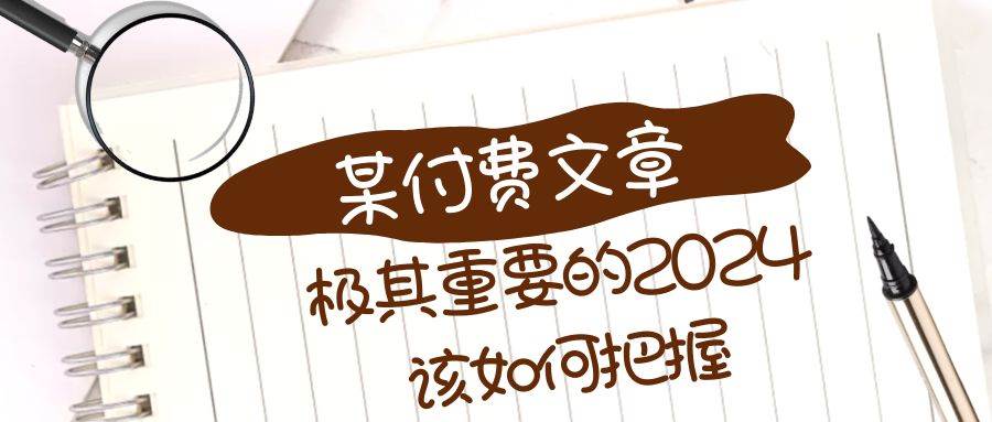 极其重要的2024该如何把握？【某公众号付费文章】-小小小弦