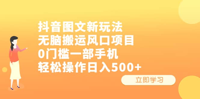 抖音图文新玩法，无脑搬运风口项目，0门槛一部手机轻松操作日入500+-小小小弦