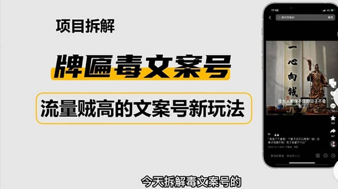 2023抖音快手毒文案新玩法，牌匾文案号，起号快易变现-小小小弦