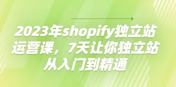 2023年shopify独立站运营课，7天让你独立站从入门到精通-小小小弦