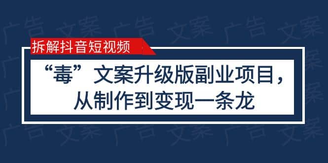 拆解抖音短视频：“毒”文案升级版副业项目，从制作到变现（教程+素材）-小小小弦