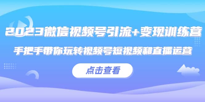 2023微信视频号引流+变现训练营：手把手带你玩转视频号短视频和直播运营-小小小弦