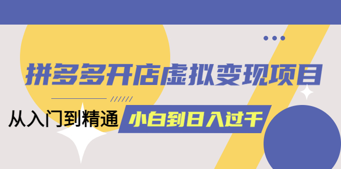 拼多多开店虚拟变现项目：入门到精通 从小白到日入1000（完整版）6月13更新-小小小弦