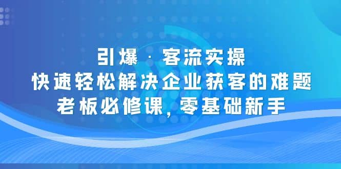 引爆·客流实操：快速轻松解决企业获客的难题，老板必修课，零基础新手-小小小弦