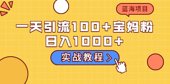 一天引流100+宝妈粉，日入1000+的蓝海项目（实战教程）-小小小弦