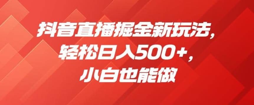 抖音直播掘金新玩法，轻松日入500+，小白也能做【揭秘】-小小小弦