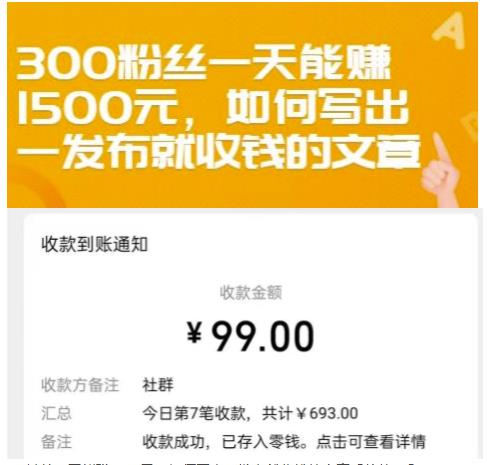 300粉丝一天能赚1500元，如何写出一发布就收钱的文章【付费文章】-小小小弦