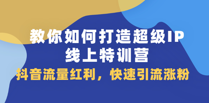 教你如何打造超级IP线上特训营，抖音流量红利新机遇-小小小弦