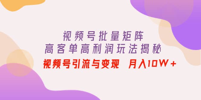 视频号批量矩阵的高客单高利润玩法揭秘-小小小弦