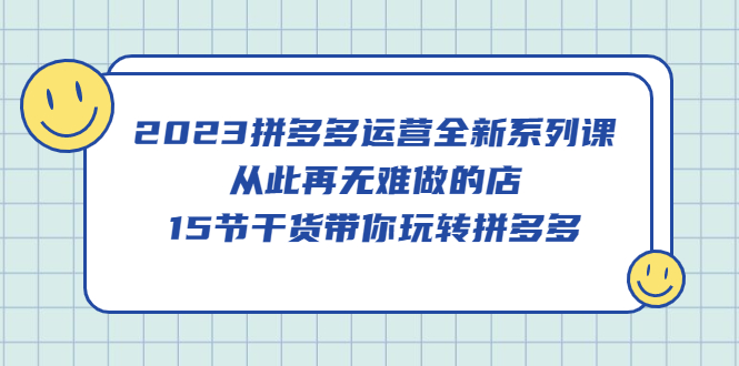 2023拼多多运营全新系列课，从此再无难做的店，15节干货带你玩转拼多多-小小小弦