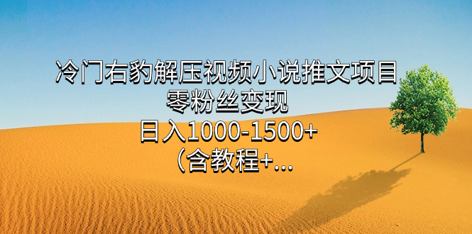 冷门右豹解压视频小说推文项目，零粉丝变现，日入1000-1500+（含教程）-小小小弦