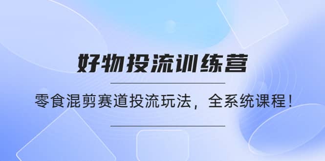 好物推广投流训练营：零食混剪赛道投流玩法，全系统课程-小小小弦