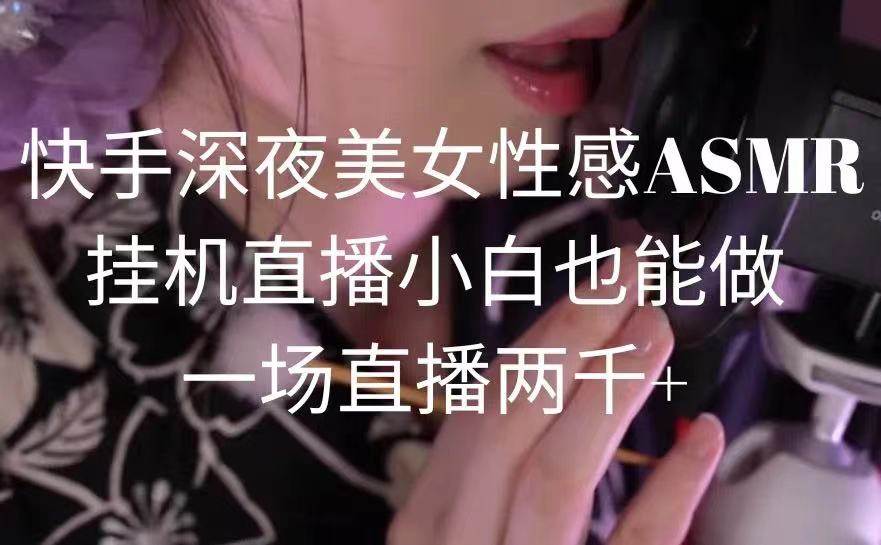 快手深夜美女性感ASMR挂机直播，小白也能做，一场直播两千+-小小小弦