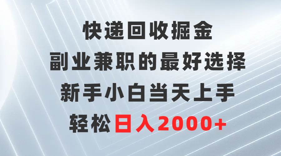 快递回收掘金，副业兼职的最好选择，新手小白当天上手，轻松日入2000+-小小小弦