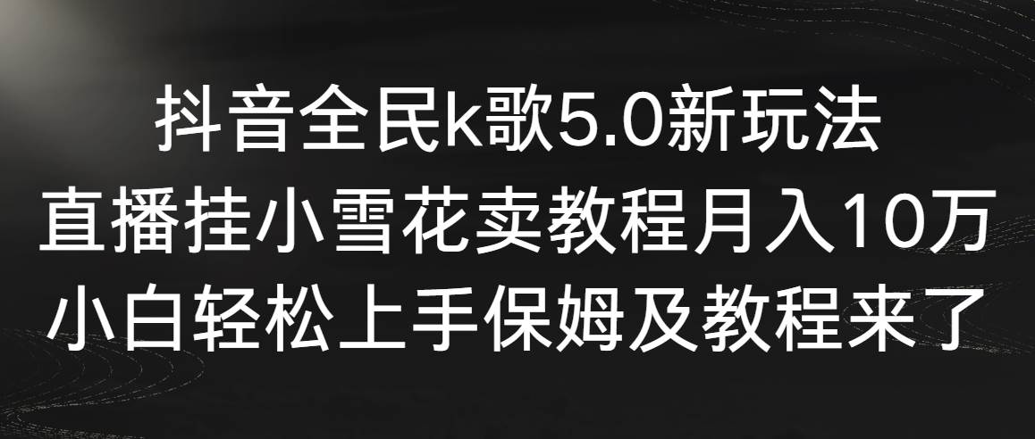 抖音全民k歌5.0新玩法，直播挂小雪花卖教程月入10万，小白轻松上手，保…-小小小弦