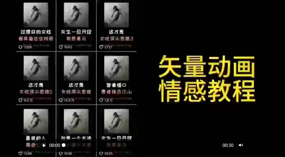 矢量动画情感教程：高点赞涨粉，适合情感、思维、创业教育等赛道-小小小弦