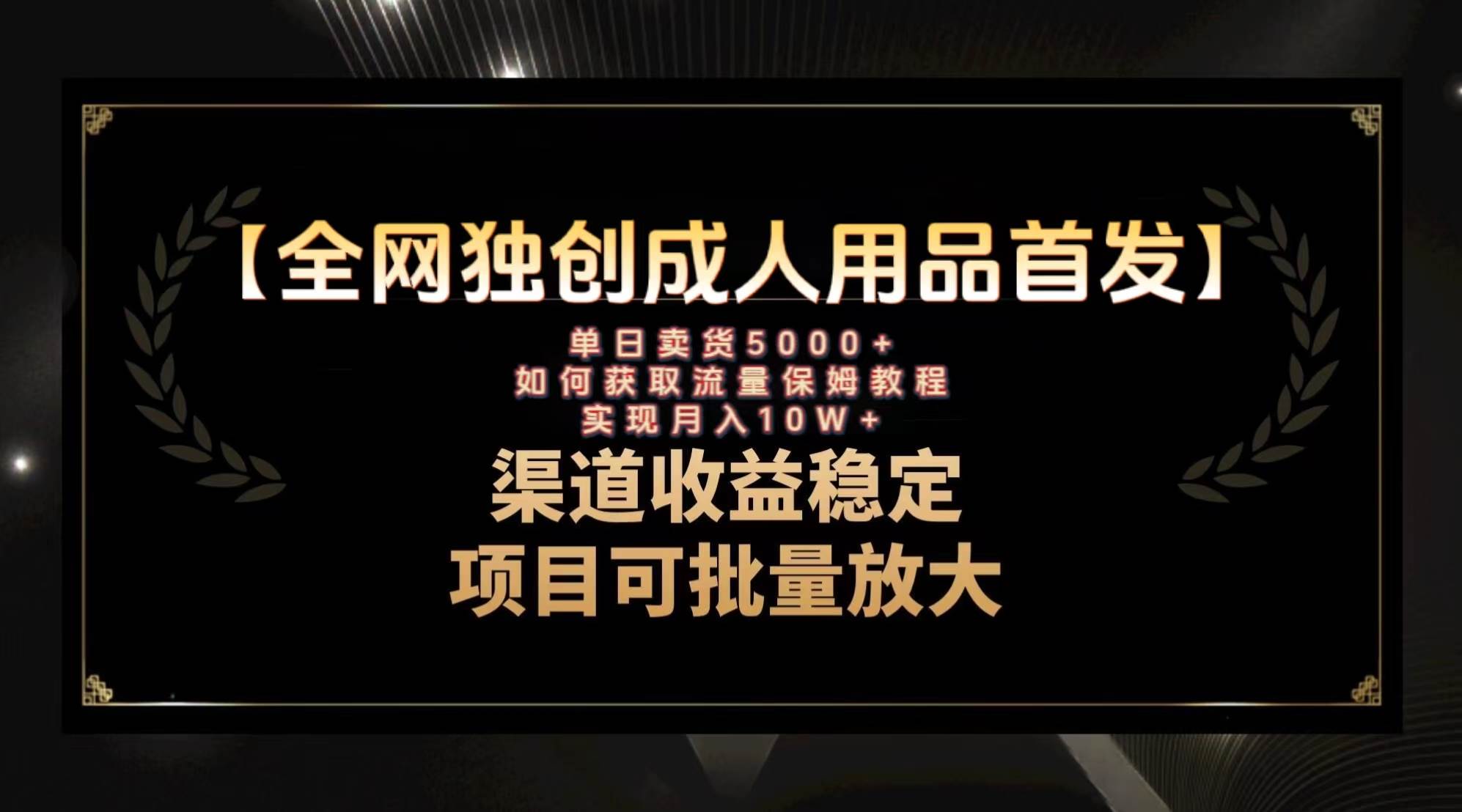 最新全网独创首发，成人用品赛道引流获客，月入10w保姆级教程-小小小弦