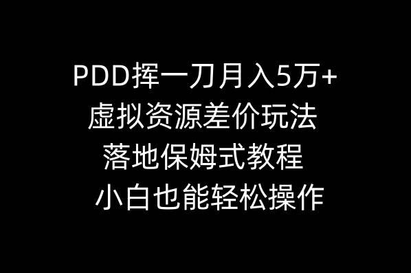 PDD挥一刀月入5万+，虚拟资源差价玩法，落地保姆式教程，小白也能轻松操作-小小小弦